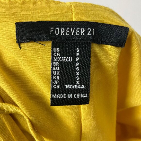 Yellow Linen Tie Front Mini Dress Small Adjustable Spaghetti Straps Bustier - Picture 4 of 9